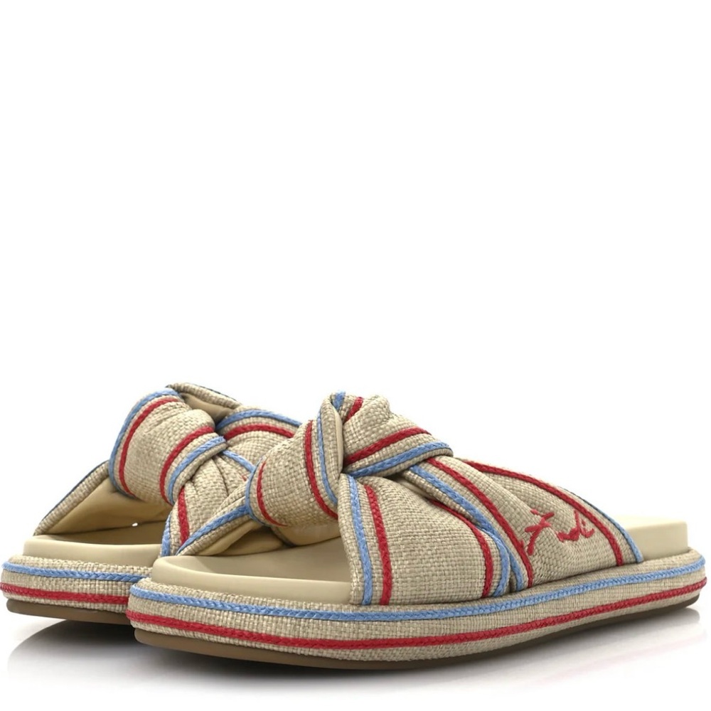 Fendi Women's Beige and Red Knotted Sandals - Picture 3 of 7